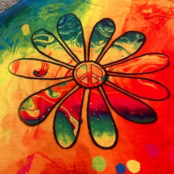 Tie Dye Tank Top with Peace Flower - Picture 2 of 5